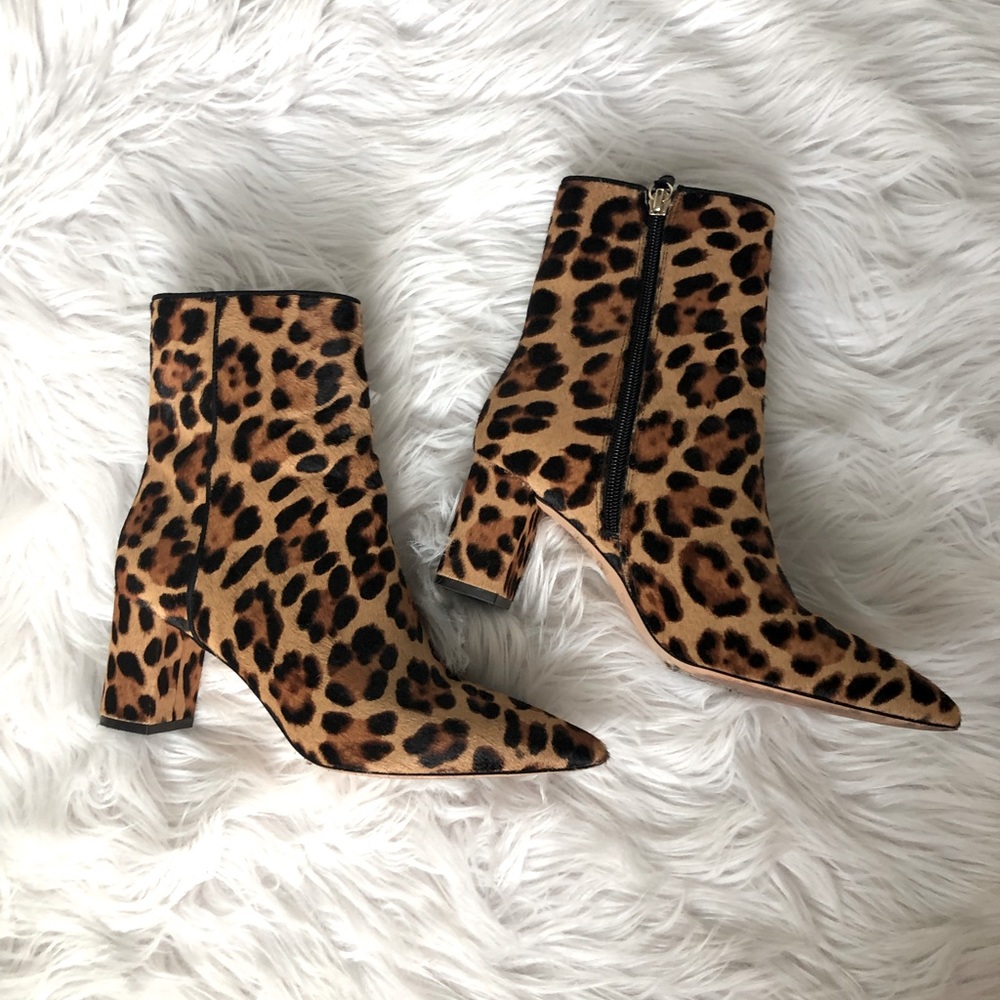 Jcrew leopard print calf hair boots